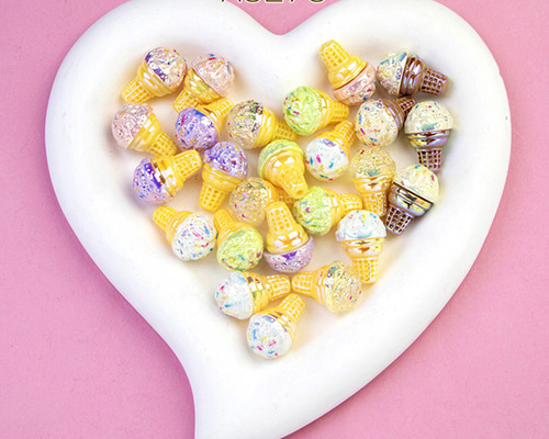 A5275 12個 樹脂食べ物ビーズ ソフトクリーム ビーズ貼付け両用