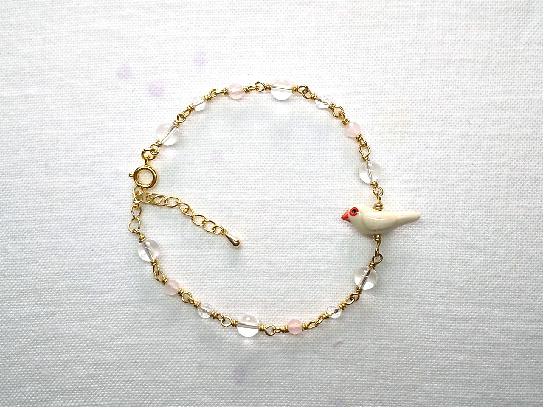 白文鳥と天然石のブレスレット