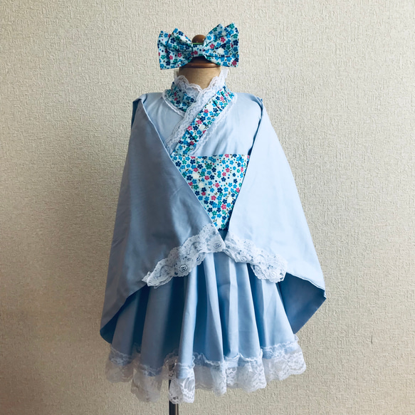 57☆着物ドレス☆90〜100☆盆踊り浴衣夏祭りお祭り 浴衣 4☆mama