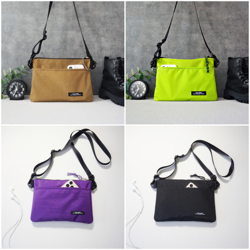 サコッシュ　ショルダーバッグ　ワンダーレック　ライム　紫　緑 軽量 撥水ナイロン サコッシュ（全4色）雨や雪の日も安心 アウトドアや