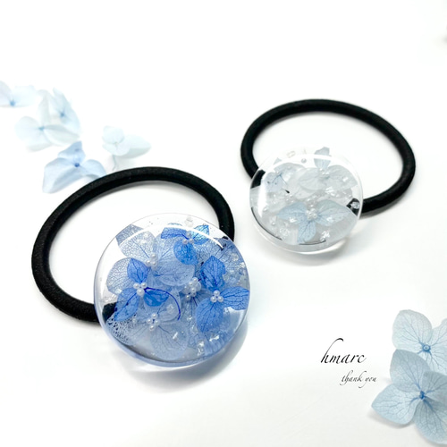 紫陽花 ボタニカル ドライフラワー 大人 レジン ヘアゴム