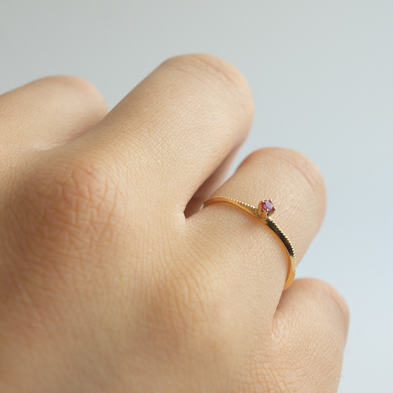 ディスク ルビー ミルリング　K18