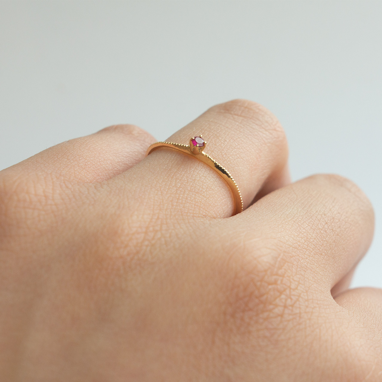 ディスク ルビー ミルリング　K18