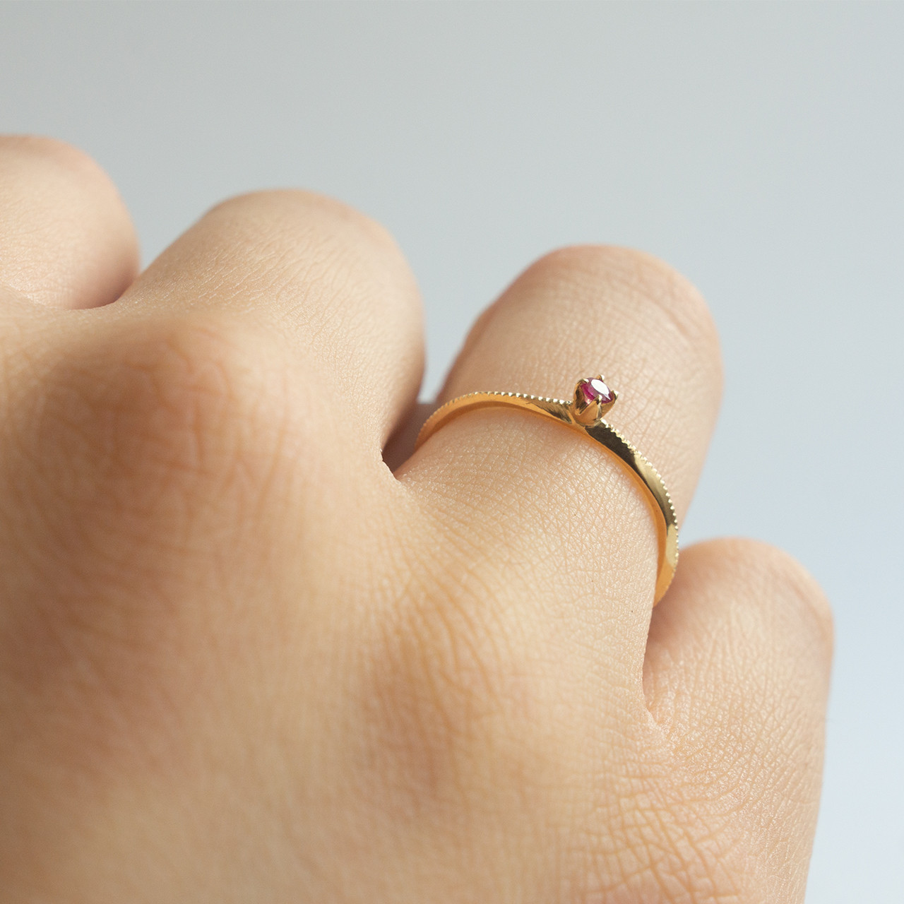 ディスク ルビー ミルリング　K18