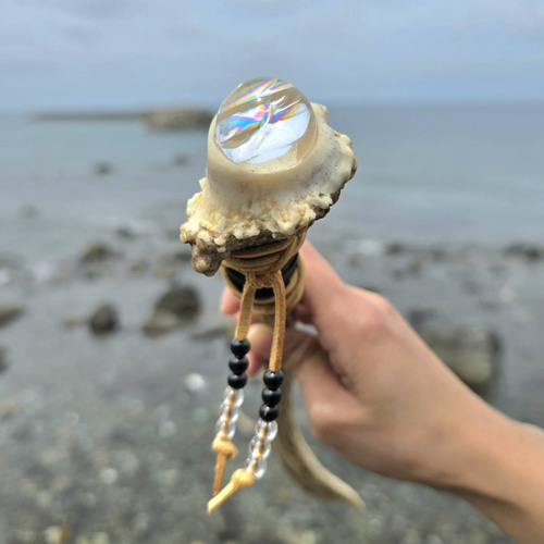 天然石　水晶　鹿の角　カイヤナイト　魔法の杖Ag77 天然石 水晶 鹿の角 カイヤナイト 魔法の杖Ag77