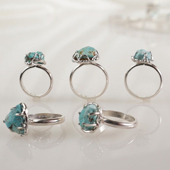 silver 母岩付きトルコ石 指輪 4枚目の画像