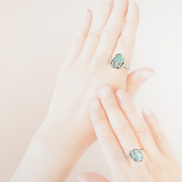 silver 母岩付きトルコ石 指輪 2枚目の画像