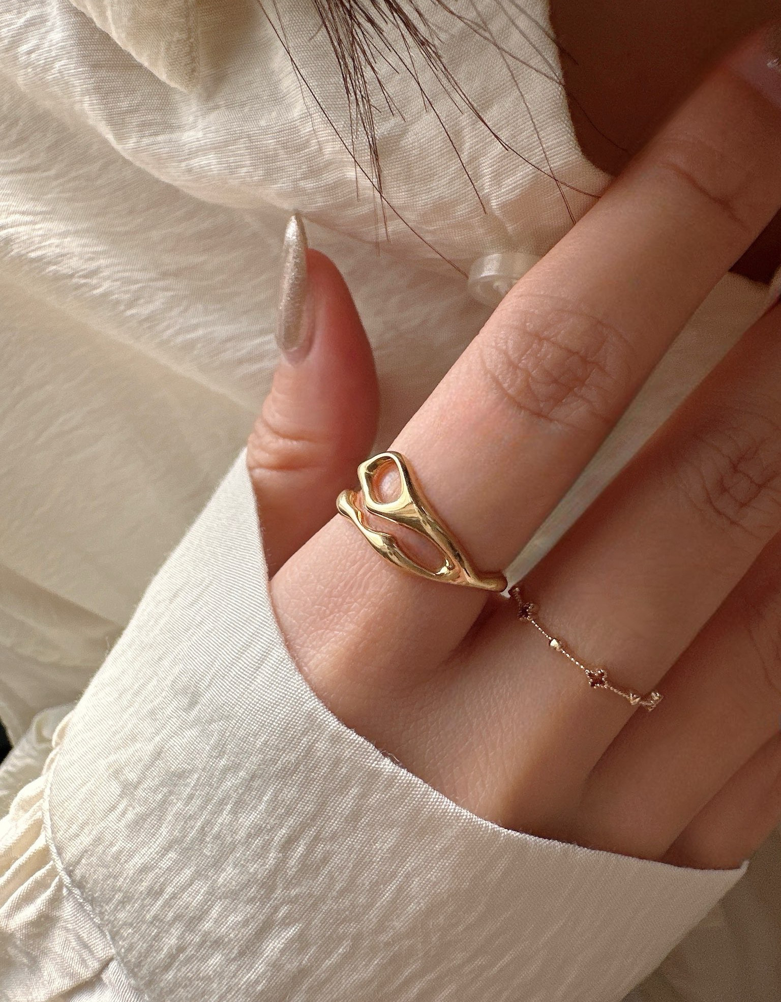 [Btype]メルティングバイン幾何学 レイヤードSV925リング⁎⁺˳✧༚R0522