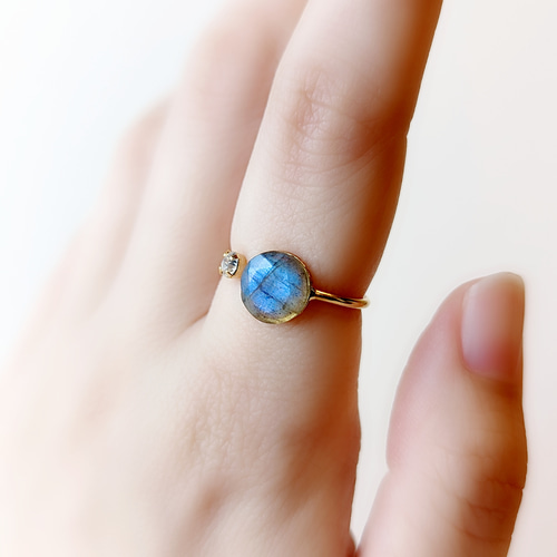 シラー 透明度 抜群 ラブラドライト リング フリーサイズ