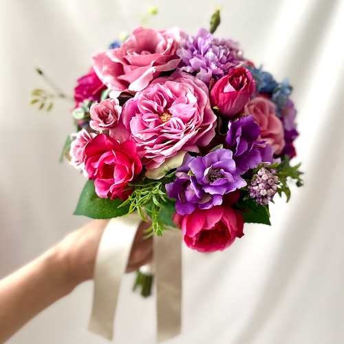 パープル&ピンク》高級感も！落ち着きピンク紫系の大人色ブーケ 披露宴