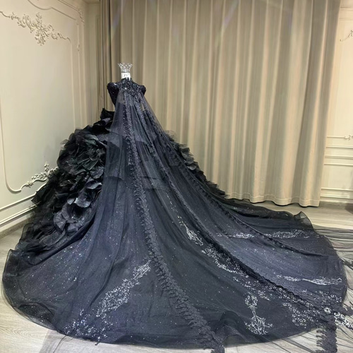 【プリンセスライン】ブラックドレス 新作！ブラック プリンセスライン かっこいい 長袖 高品質保証