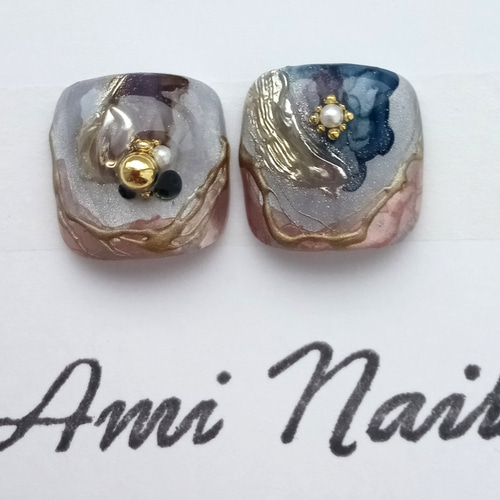 フットネイル インクニュアンス マグネット ネイル ネイルチップ（つけ