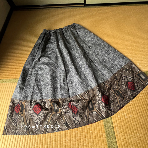 送料無料＊ 龍郷と大島紬のロングスカート ロングスカート（マキシ丈 