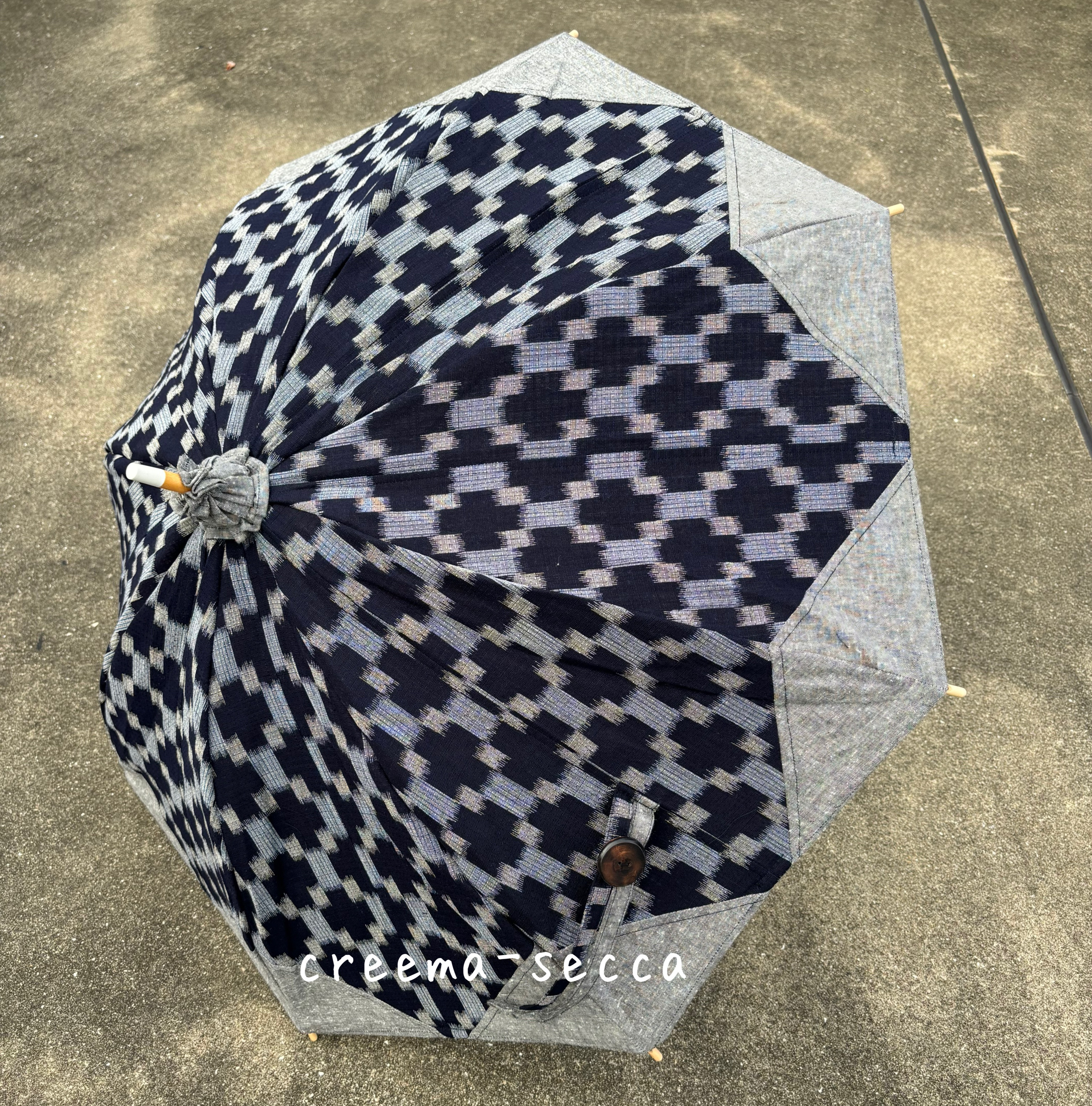 高級日傘 38,500円新品【長傘 手括り藍染め 日傘】重要無形文化財 久留米絣