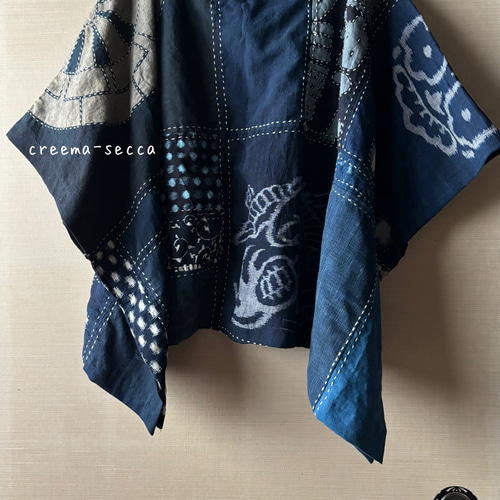 泥染×sashiko×古布木綿のカットソー カットソー secca 通販｜Creema 