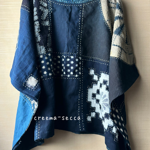 泥染×sashiko×古布木綿のカットソー カットソー secca 通販｜Creema 