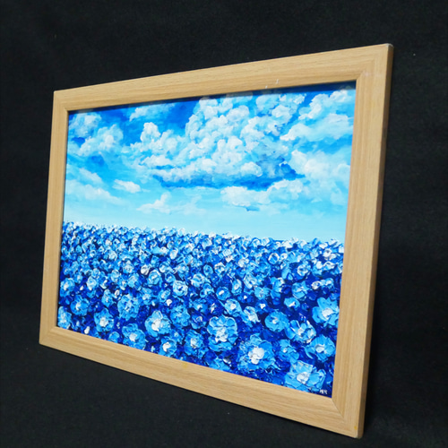 油絵 油彩 油彩画 絵 絵画【空と雲の青い丘】