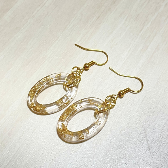 クリア ピアス ゴールド (金箔入り) No.4 樹脂・レジン みぃ 通販  