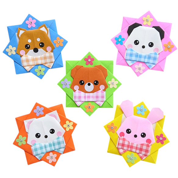 折り紙 ✼ 動物メダル  メッセージカード