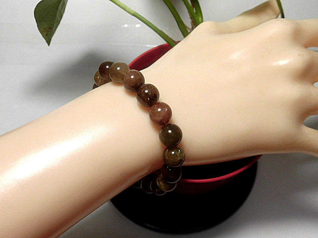 天然石 ルチルクォーツ9.4mm～9.8mm玉ブレスレット 内周18.2cm　　240101454