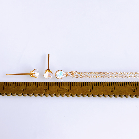 《6月誕生石》ブルームーンストーン プチ ネックレス 14kgf 誕生日 プレゼント 金属アレルギー対応 ギフト 8枚目の画像