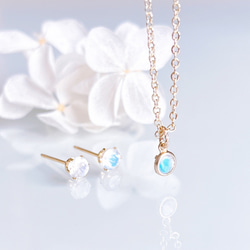 《6月誕生石》ブルームーンストーン プチ ネックレス 14kgf 誕生日 プレゼント 金属アレルギー対応 ギフト 4枚目の画像