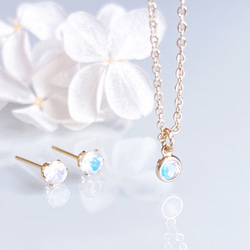 《6月誕生石》ブルームーンストーン プチ ネックレス 14kgf 誕生日 プレゼント 金属アレルギー対応 ギフト 1枚目の画像