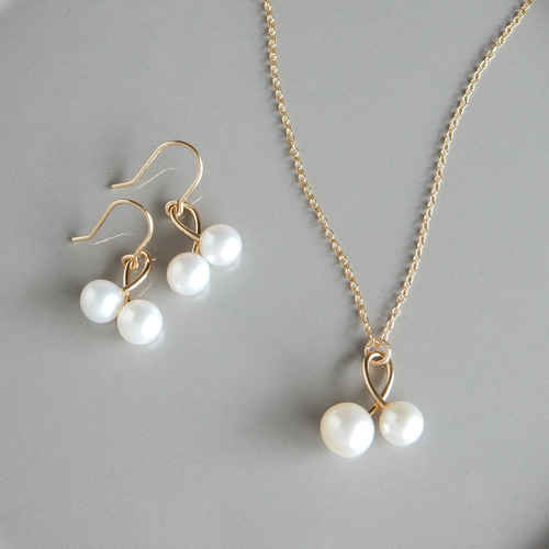 淡水パールさくらんぼネックレス 14kgf【1516】 ネックレス