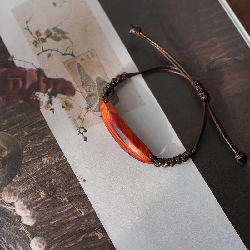 ハンドメイド ブレスレット 手作り バングル 時間 リストバンド インドの赤い檀 男女兼用 誕生日 周年記念日ギフト