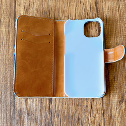 手帳型　風にそよぐマーガレット　ブルー　iPhoneケース 8枚目の画像