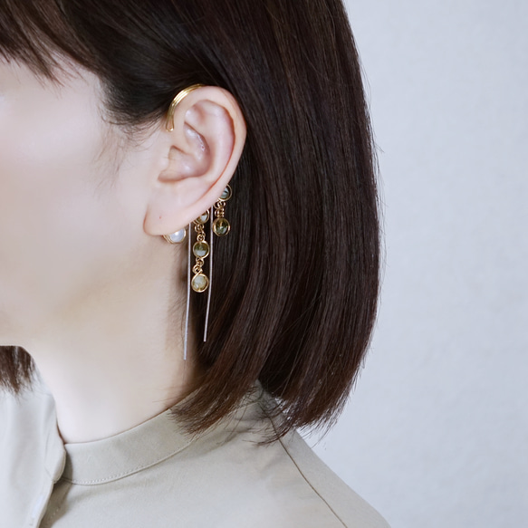 【單耳掛/小蒼蘭】不易受傷的「綠葉」綠色配件 第4張的照片