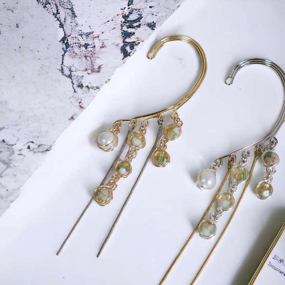 【單耳掛/小蒼蘭】不易受傷的「綠葉」綠色配件 第5張的照片