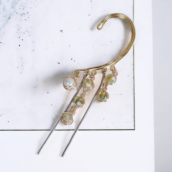 【單耳掛/小蒼蘭】不易受傷的「綠葉」綠色配件 第2張的照片