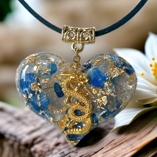 幸運✨オルゴナイト ネックレス ハート ガネーシャ ルビーインゾイサイト