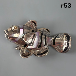 訳あり クマノミ型 シルバー925 螺鈿装飾 ペンダントトップ r53