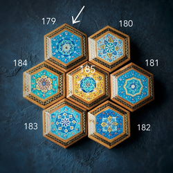 ペルシャの象嵌細工（寄木細工）小箱 六角形【ハータムカーリー179