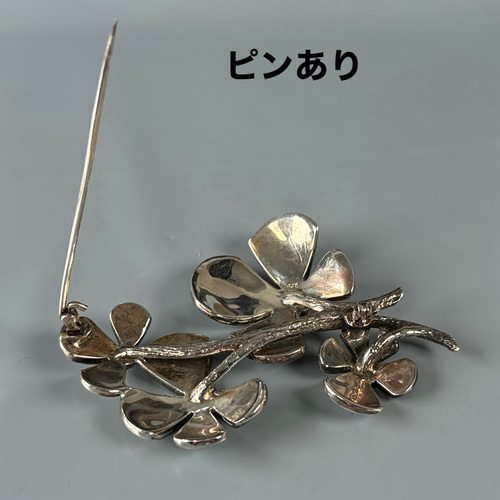 お花デザイン ブローチ シルバー925 螺鈿装飾 r27 ネックレス