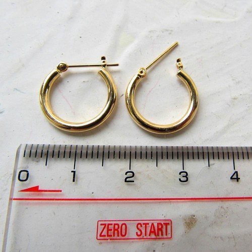 K18 ピアス フープ 18K フープピアス 15ミリ 刻印 新品 ゴールド