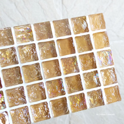 特集掲載☆オレンジ ピンク Slim ガラスモザイクタイルのディスプレイトレイmini（飾り台）【受注制作】 6枚目の画像