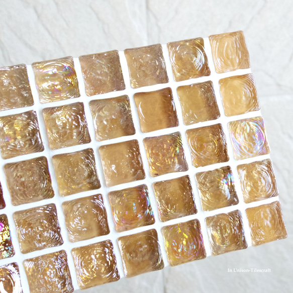 特集掲載☆オレンジ ピンク Slim ガラスモザイクタイルのディスプレイトレイmini（飾り台）【受注制作】 6枚目の画像