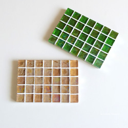 特集掲載☆オレンジ ピンク Slim ガラスモザイクタイルのディスプレイトレイmini（飾り台）【受注制作】 9枚目の画像