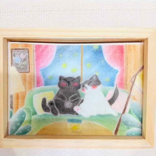 今週の新着アイテム ◇原画◇『蛍 探しの後は 爆睡だニャー♪』猫 パステルアート 絵画