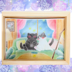 ◇原画◇ 『 招き猫 になるんだニャー♪』猫 癒し パステル アート