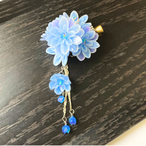 ヘアクリップ: 紫陽花（万華鏡）ープラバン花ヘアアクセサリー 髪飾り