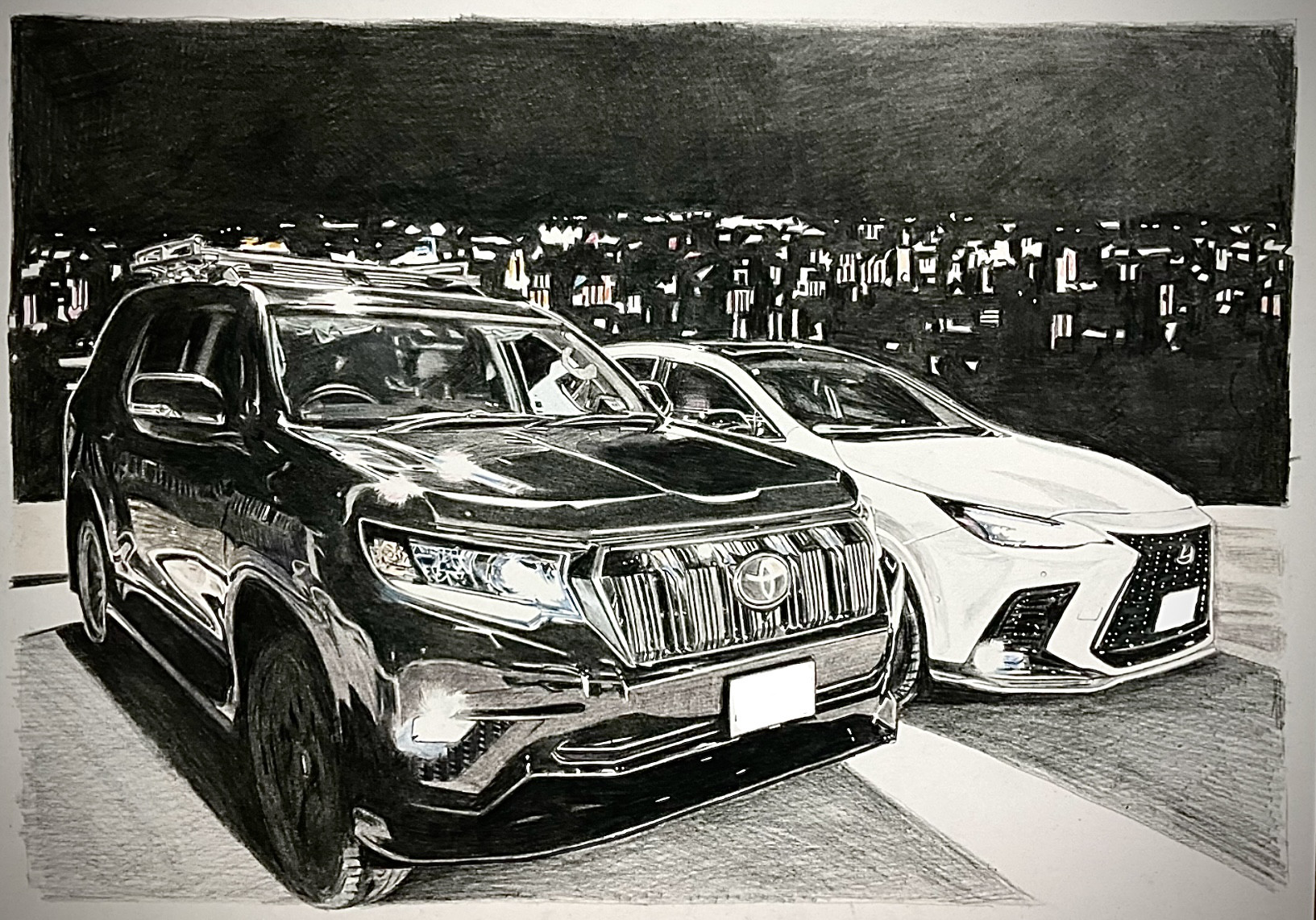 車イラスト描きます。一枚に2通りの構図でリアルに描きます。