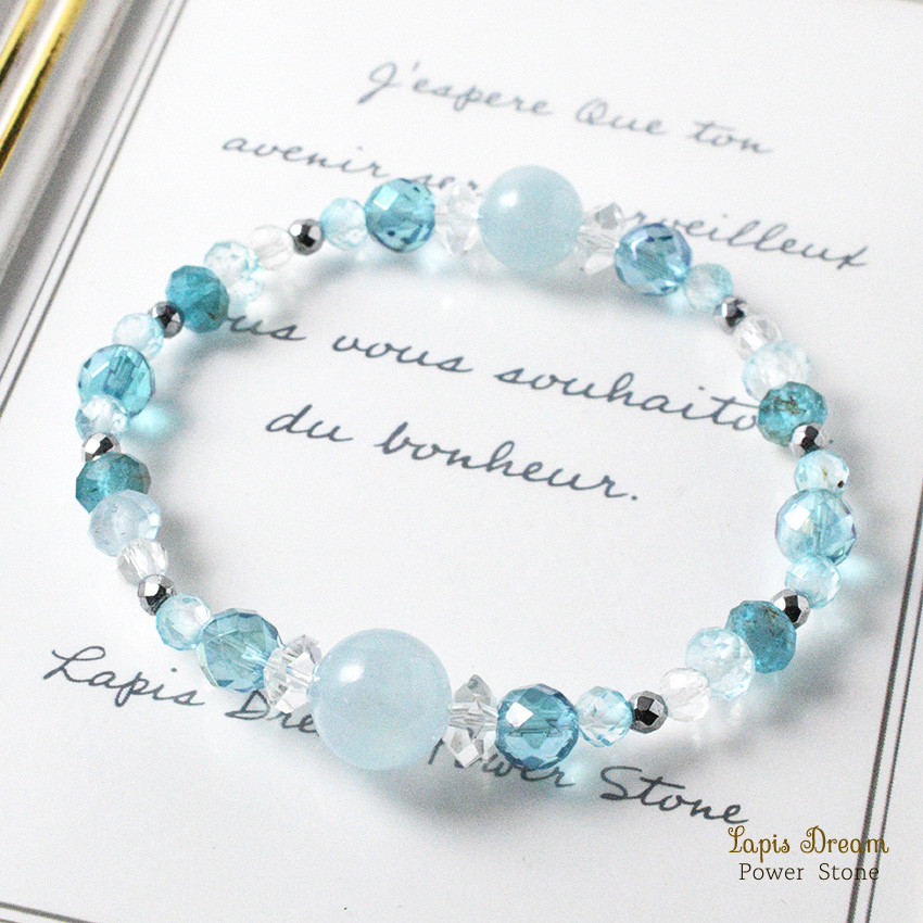 前向きな気持ち。新たな事に挑戦するお守り | アクアマリン、アクアオーラの天然石パワー.ストーン ブレスレット