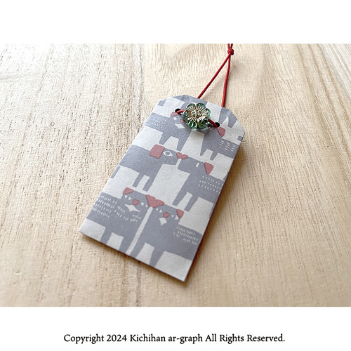 文様 お守り（手折り紙製）・おみくじ入れ／猫 犬 文鳥／1個 その他