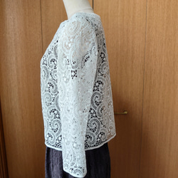 【夏の羽織ものに】レースボレロ　七分袖/ホワイト　各サイズ残り1点 3枚目の画像