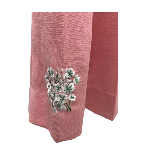 伝統工芸 横振り刺繍 大判刺繍花ノーカラープリーツジャケット パンツ