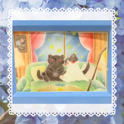 ◇原画◇ 『 招き猫 になるんだニャー♪』猫 癒し パステル アート